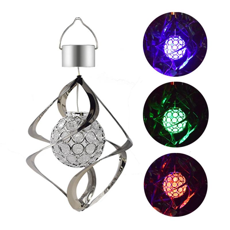 Chuông gió đèn sân vườn led năng lượng mặt trời đổi màu xoắn ốc