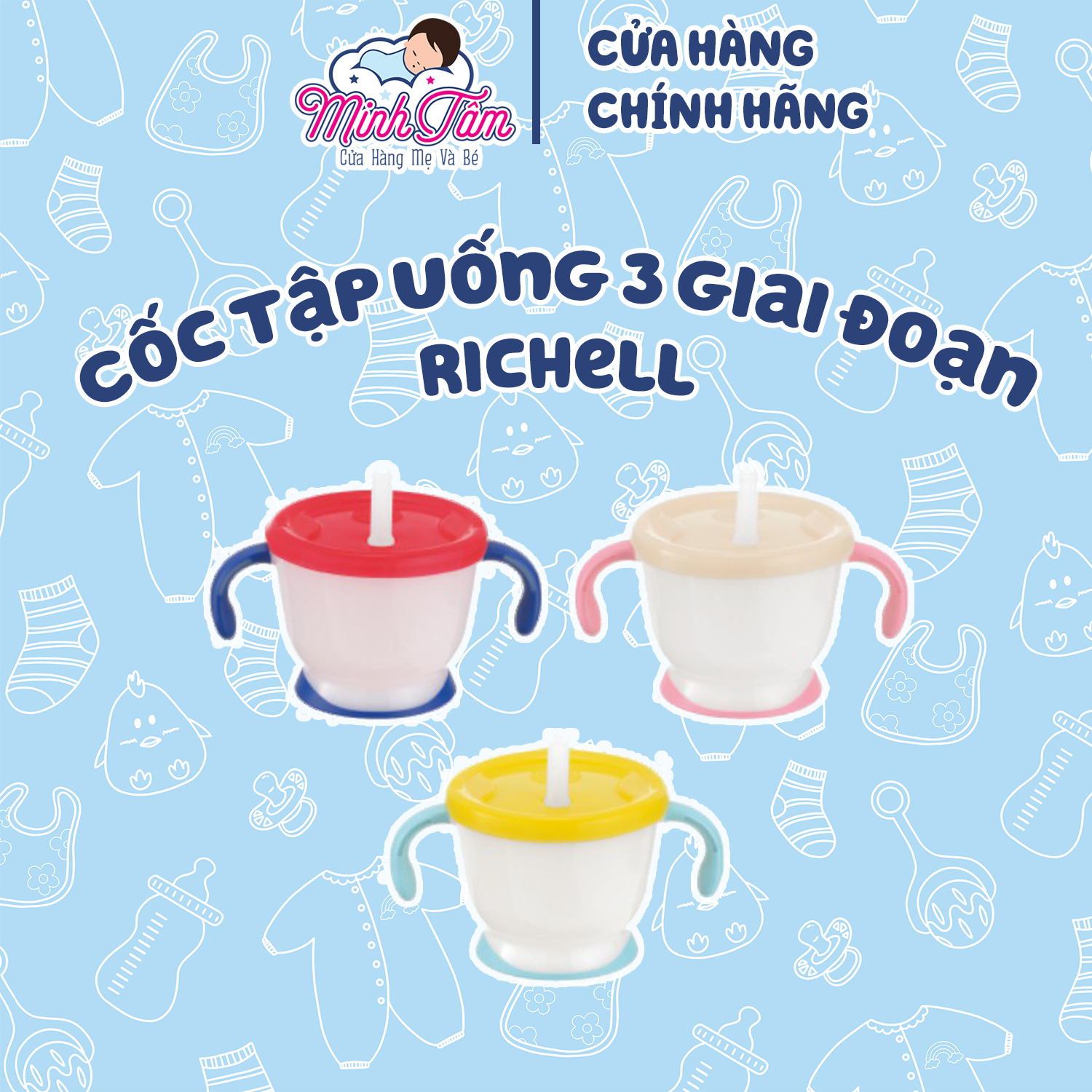 Cốc tập uống 3 giai đoạn Richell Nhật chính hãng