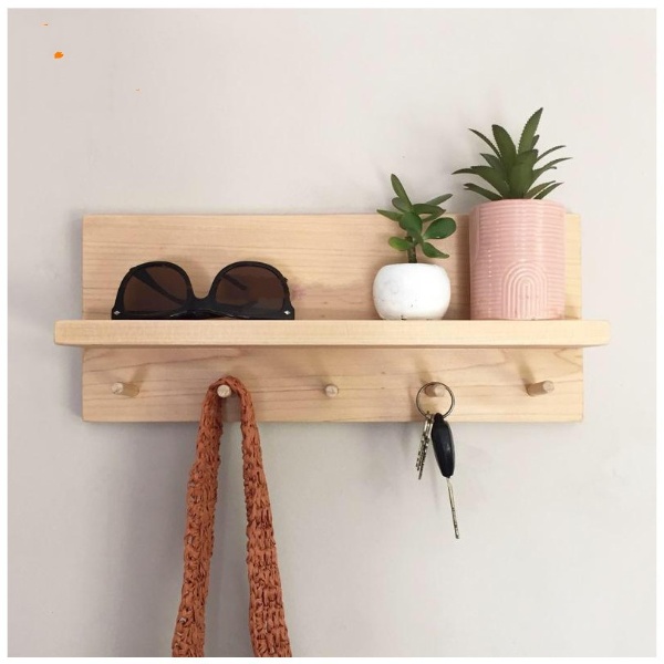Kệ gỗ treo tường, kệ trang trí DECOR WOODEN , Gía gỗ Decor phòng ngủ,móc quần áo, phụ kiện kích thước 60x15x10 cm