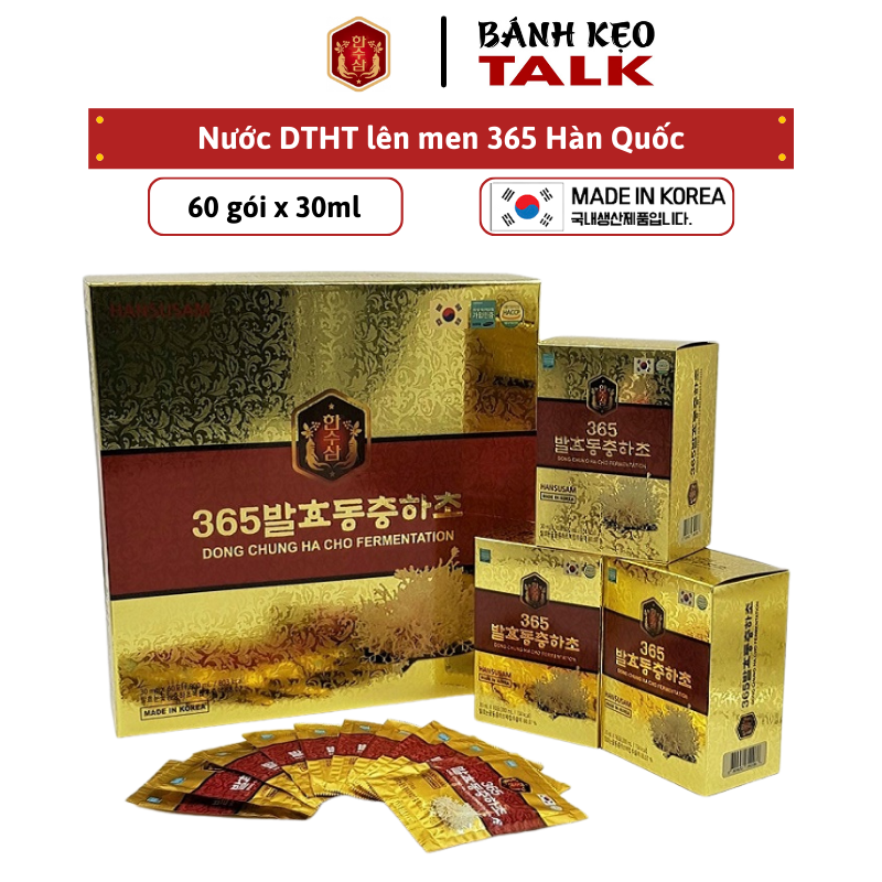 Nước chiết xuất tinh chất đông trùng hạ thảo lên men hansusam 365 hàn quốc hộp 60 gói x 30ml