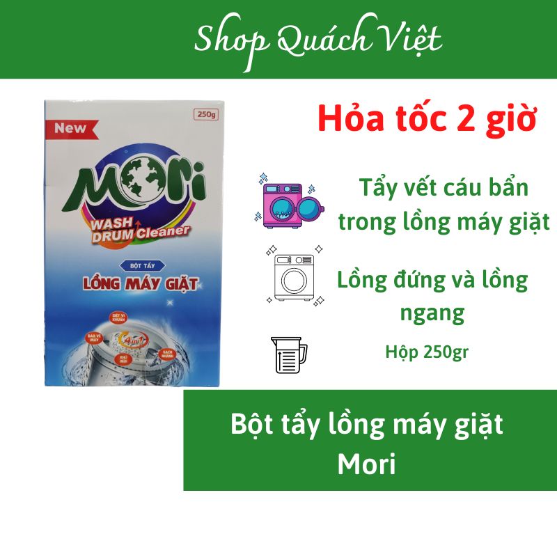 Tẩy lồng máy giặt MORI, giúp bạn vệ sinh máy giặt dễ dàng hơn, hộp 250g