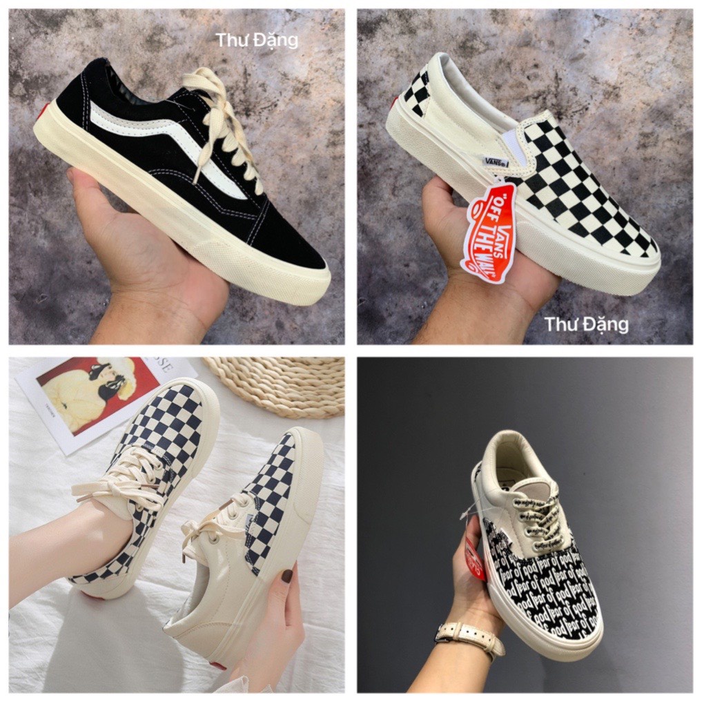 Giày Vans Các Màu Hot , Giày Thể Thao Sneaker Vans caro , caro buộc dây , vans đen vaul