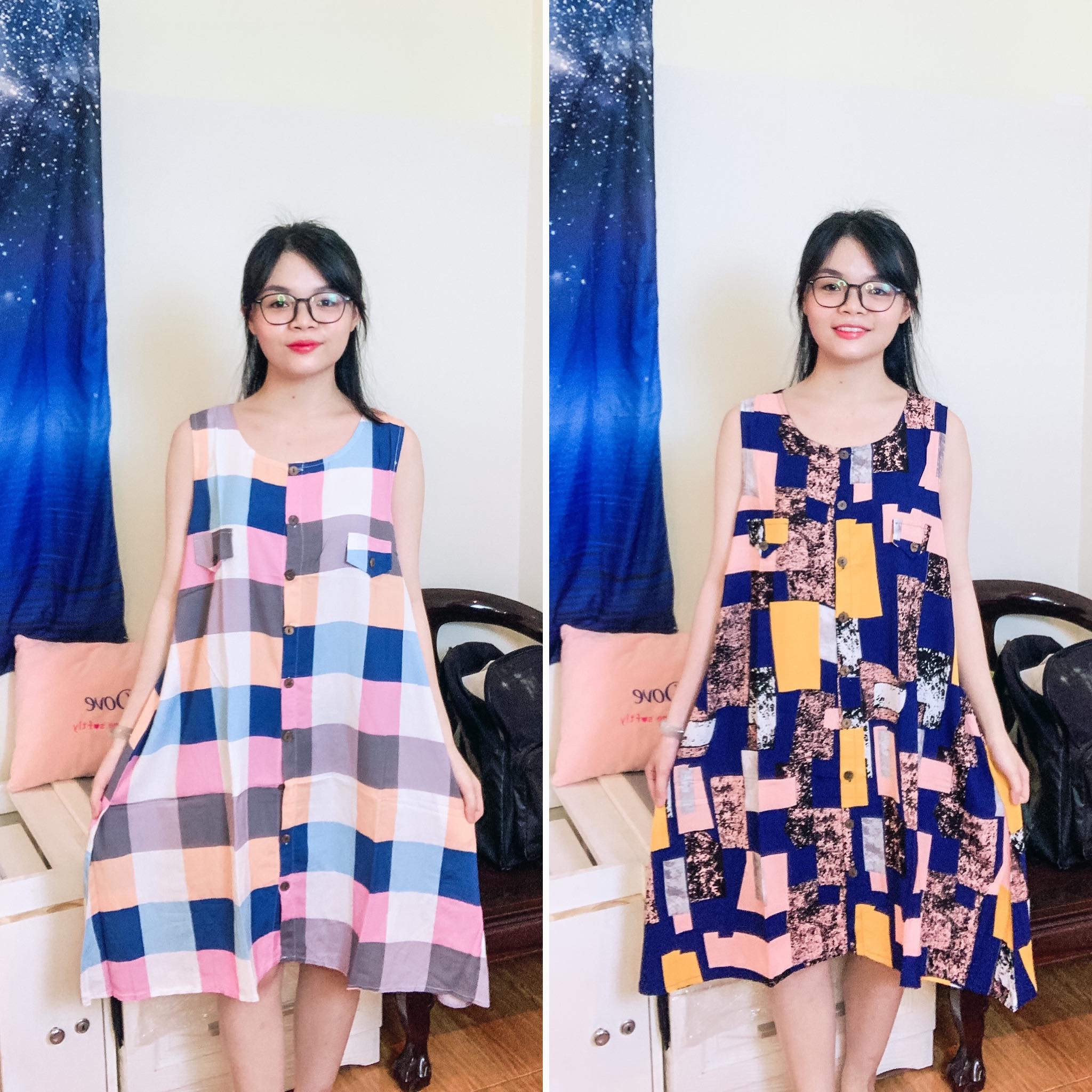 Đầm bầu, đồ bầu giá rẻ có nút mở được dáng chữ A từ 50-70kg