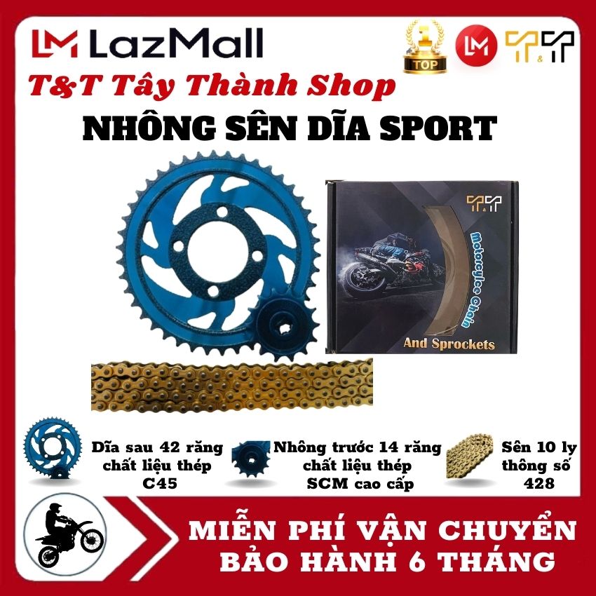 Bộ nhông sên dĩa Suzuki Xipo, phụ tùng xe máy 2 thì xi po, bảo hành 6 tháng 1 đổi 1 - T&T Tây Thành Shop chuyên nhông sên dĩa