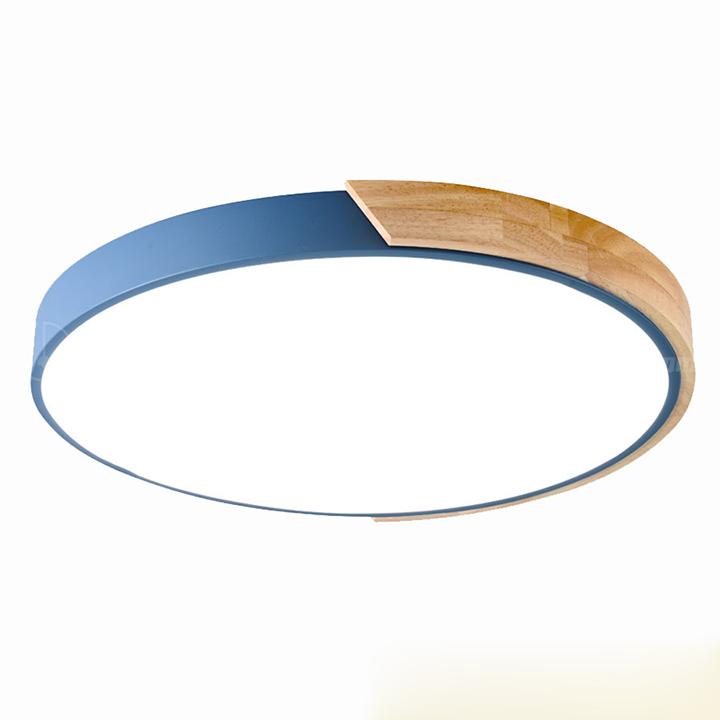 Đèn ốp trần led gỗ xanh dương cao cấp VINTAGE 3 chế độ màu ánh sáng cho không gian thêm sang trọng