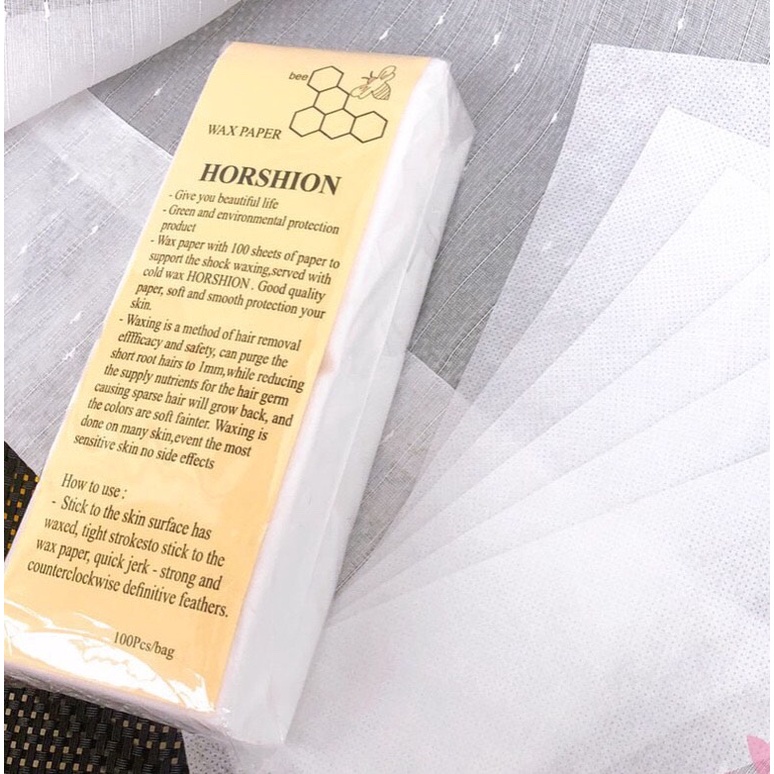 Giấy wax lông horshion 100 tờ vải không dệt dùng cùng sáp wax lông, wax lạnh, wax lông tận gốc loại 1