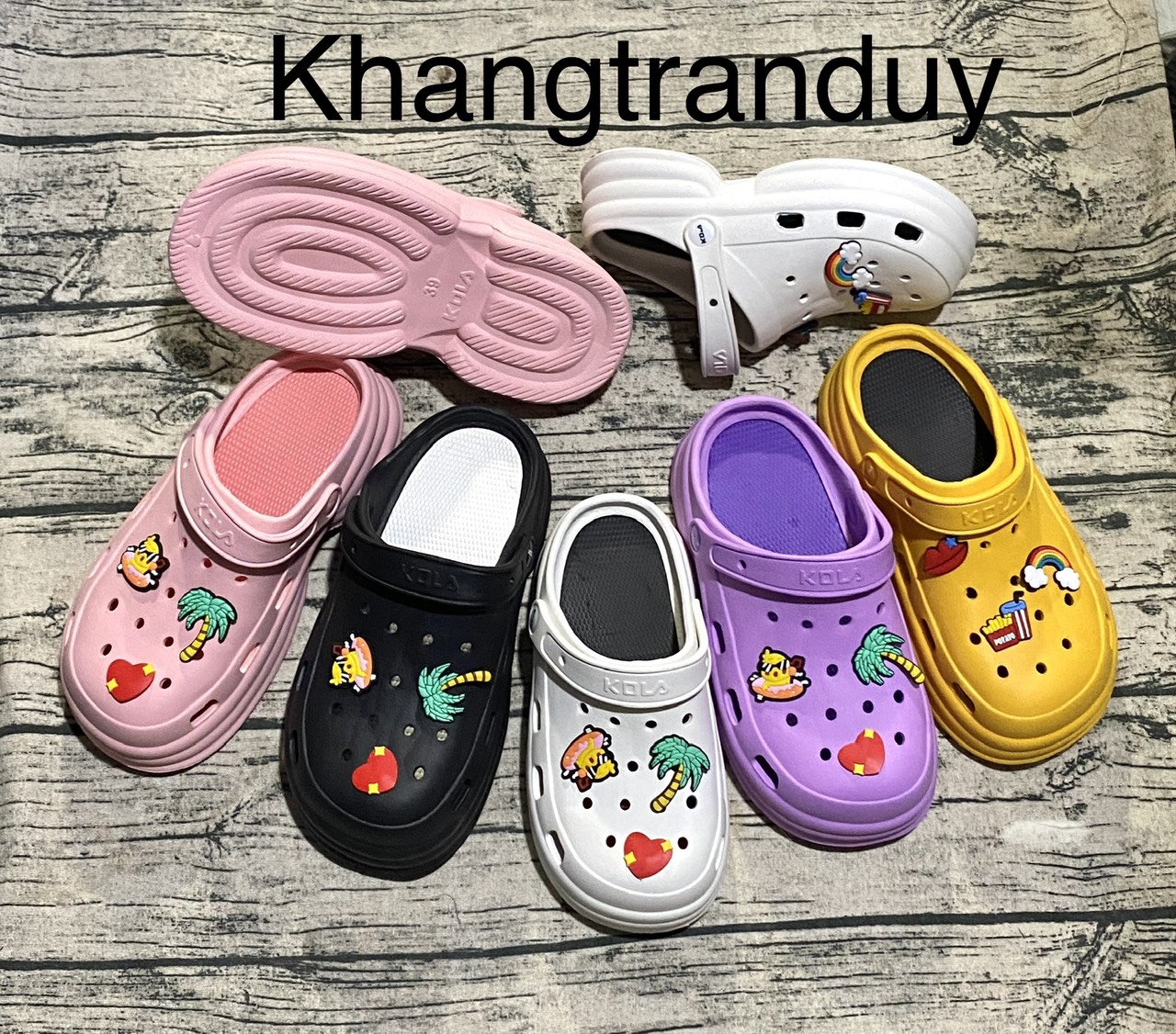 Dép sục nhựa đế cao nữ nhiều màu kèm 6 stick size 36-40