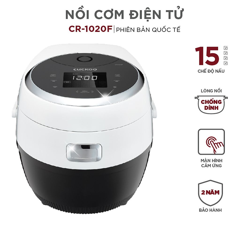 Nồi cơm điện tử cao cấp cuckoo cr-1020f 1.8 lít nấu cơm ngon và nhanh chín, dung tích lớn sử dụng gia đình từ 4-6 người - bảo hành 2 năm - hành chính hãng safemall official