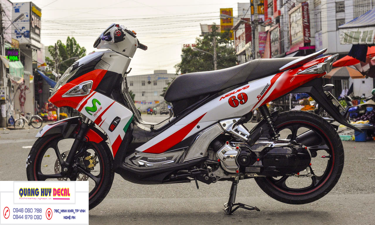 Tem trùm Nouvo SX trắng đỏ - Độ dán team trùm decal xe máy Nouvo SX trắng đỏ - Team trùm decal xe máy Nouvo rẻ đẹp và chất