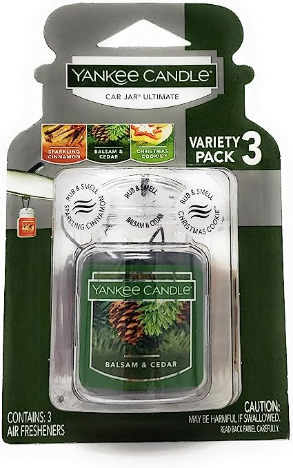 Bộ 3 hủ sáp thơm dạng treo Yankee Candle Car Jar Ultimate Variety Pack Home Sweet Home/Fall/Holiday (Mỹ)