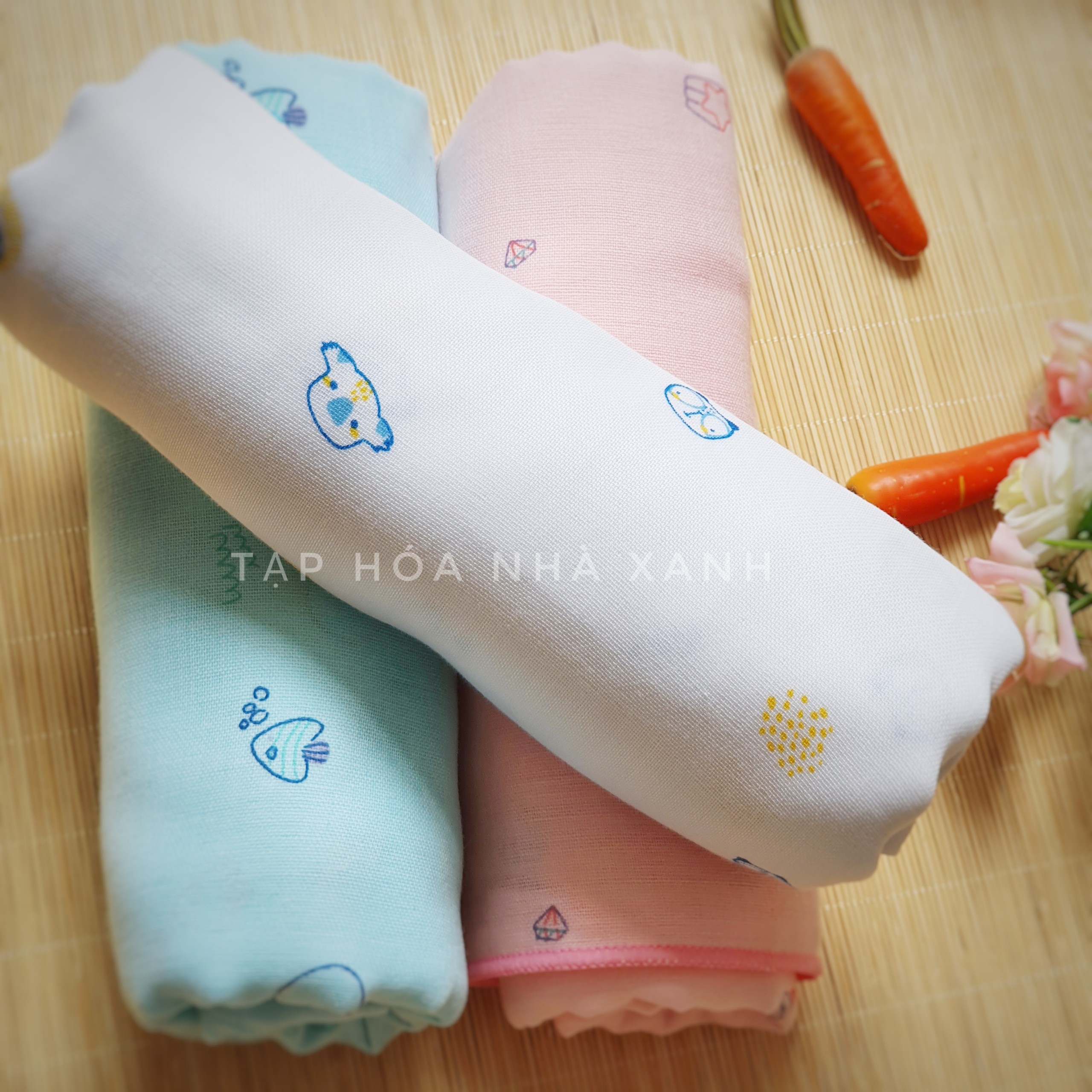 Khăn tắm MIPBI 4 lớp COTTON 75 x 85 cm - mềm mại thấm hút [GIÁ 1 CHIẾC]