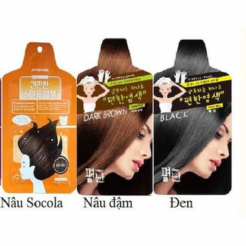 5 Gói Gội là đen hoặc nâu đen Thảo Dược Dyeing Pyeonan Hàn Quốc - có 3 màu-1 hộp 5 gói