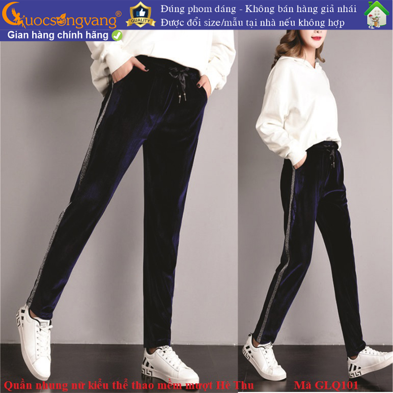 Quần harem nữ co giãn quần nhung nữ kiểu thể thao lưng thun GLQ101 Cuocsongvang