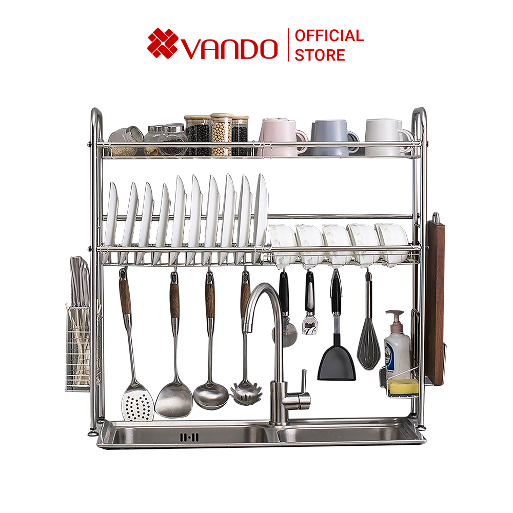 Kệ Để Chén Bát VANDO INOX 304 Cao Cấp Chống gỉ Siêu Cứng Để Bát Đũa Trên Bồn Rửa Vô Cùng Tiện Lợi