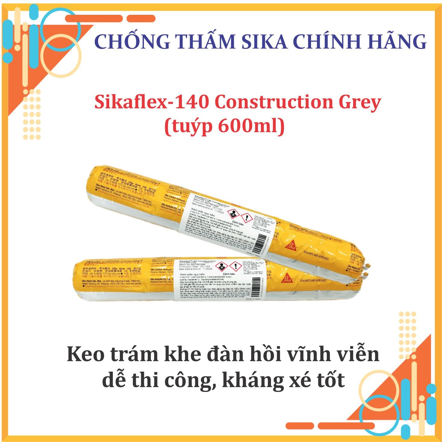 Sika - Keo trám khe đàn hồi vĩnh viễn, trám nứt cho tường và sàn Sikaflex 140 Construction