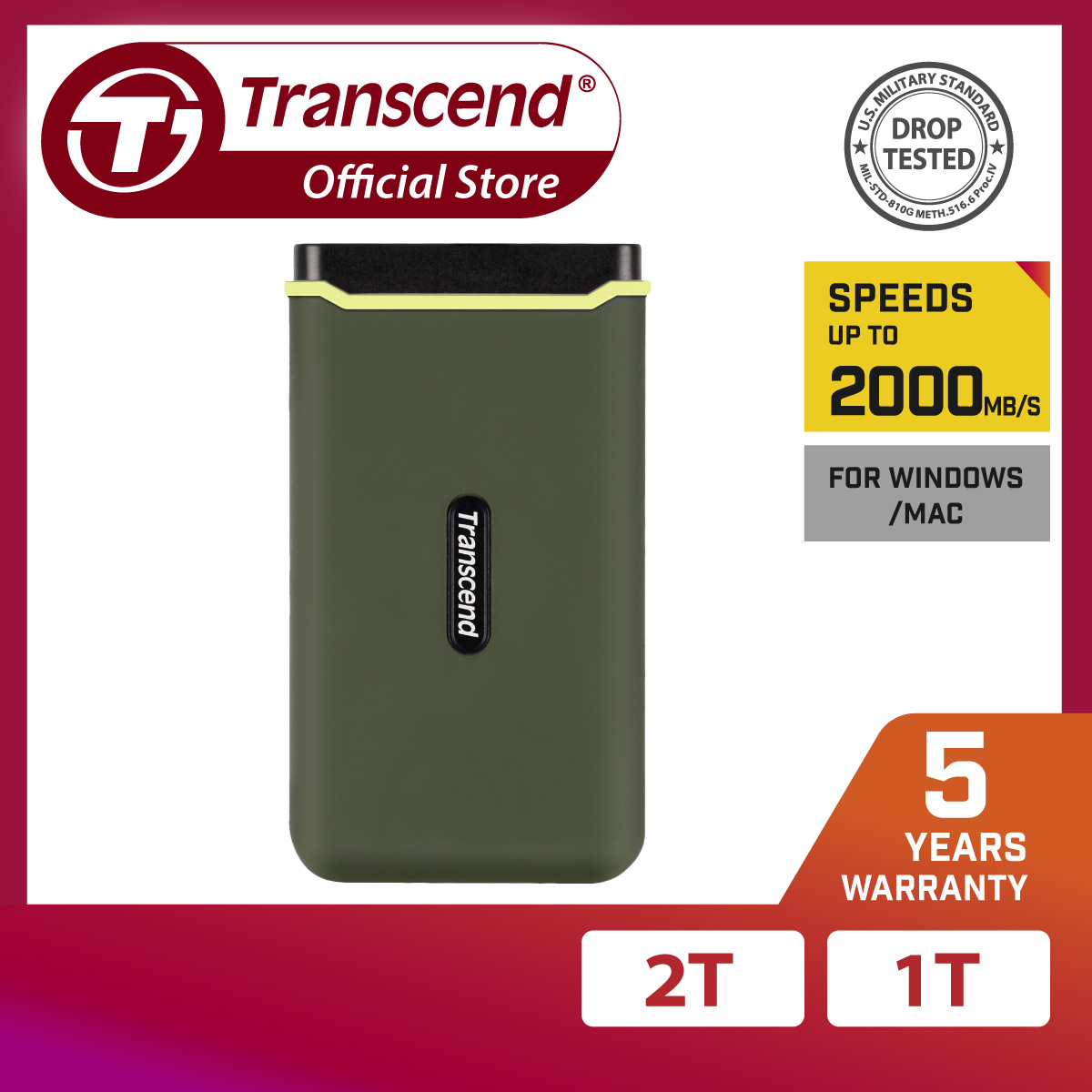 Ổ cứng gắn ngoài ssd esd380c usb 3.2 gen 2 type c transcend - hàng chính hãng