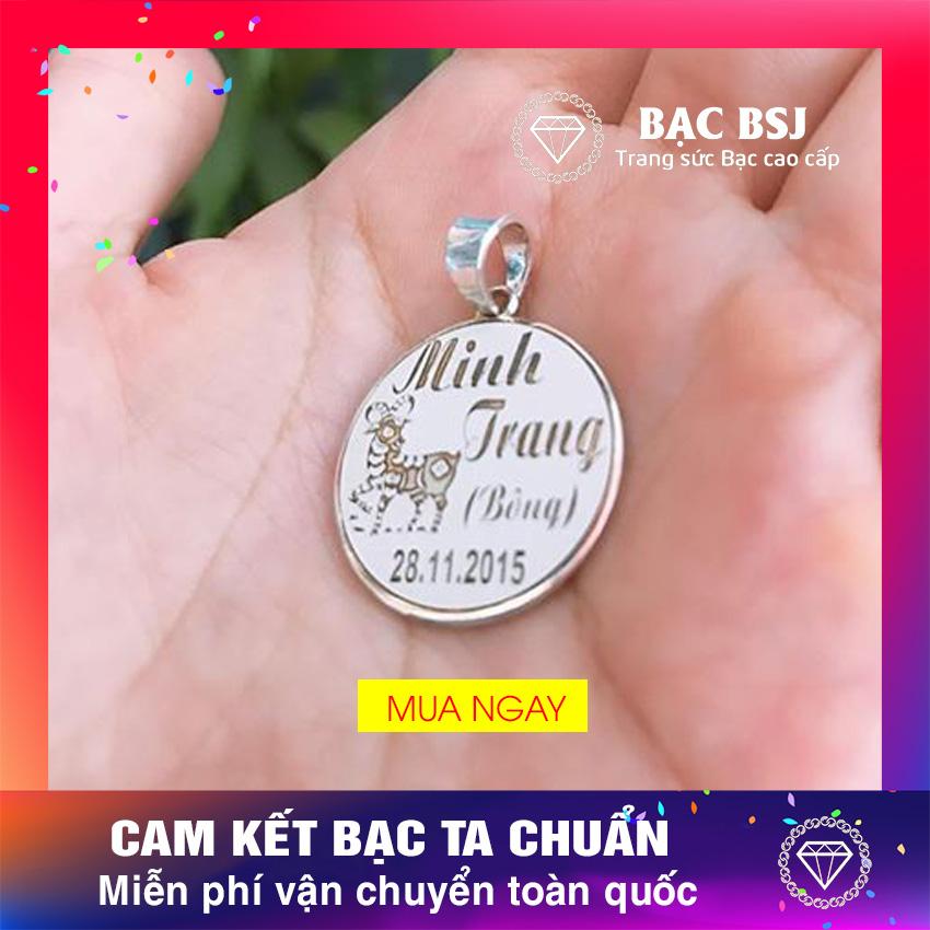 Mặt dây chuyền bạc cho trẻ em, miễn phí khắc tên theo yêu cầu. Bạc BSJ - MDB01