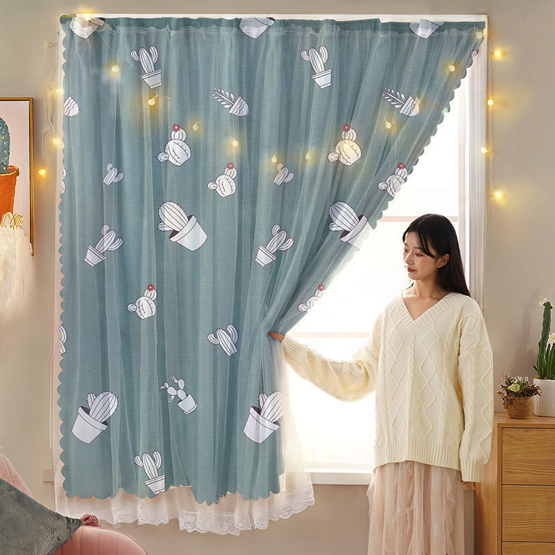 Rèm cửa dán tường 2 lớp họa tiết dễ thương, không khoan đục, chắc chắn, giá rẻ