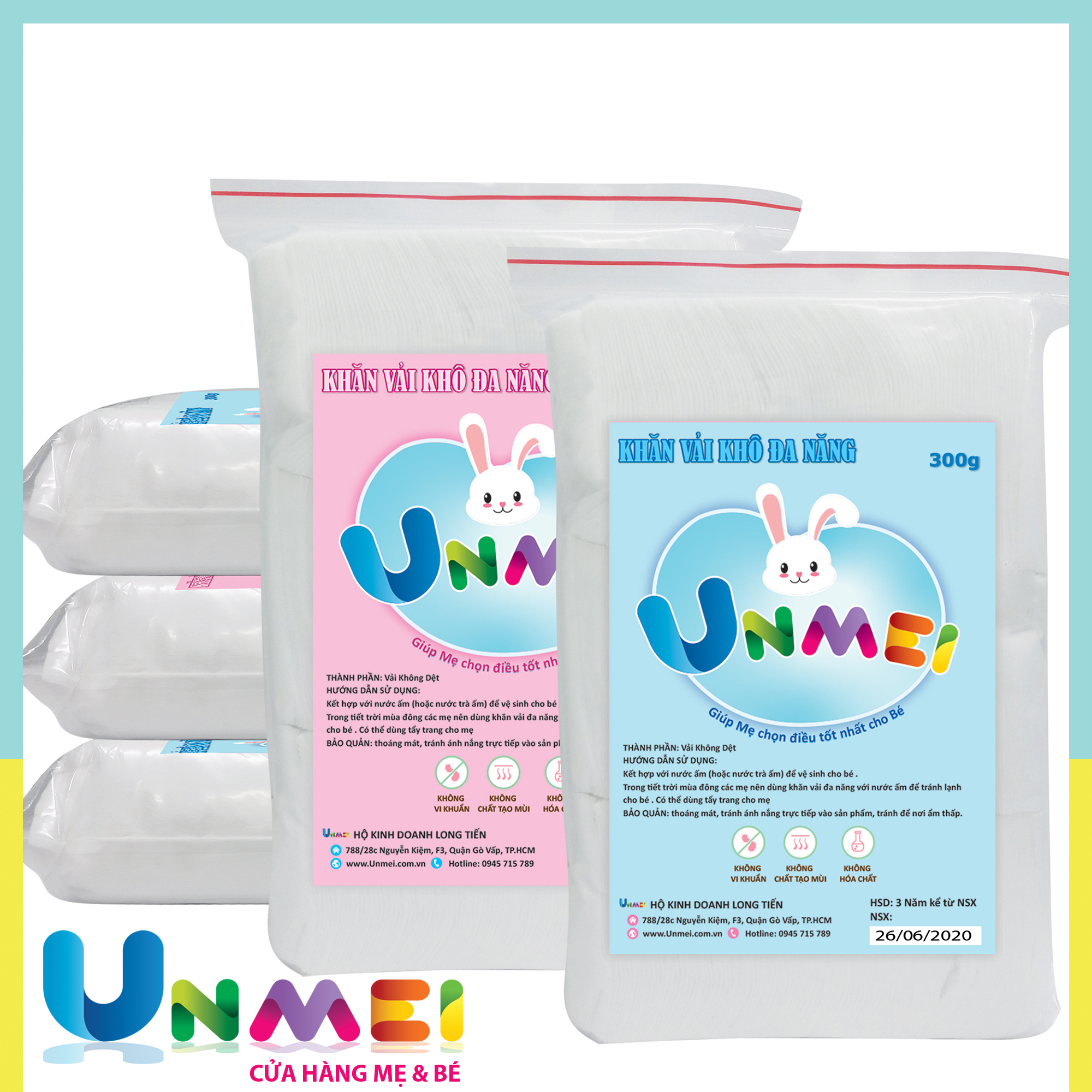 Khăn vải khô đa năng unmei 300gr 270 tờ