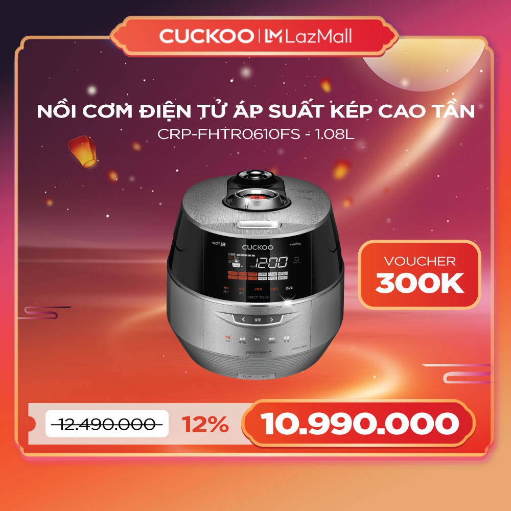 Nồi cơm điện tử áp suất cao tần Cuckoo 1.08L CRP-FHTR0609F - Áp suất kép - Lòng nồi phủ men Xwall độc quyền - Nhiều chế độ nấu ăn - Sản xuất tại Hàn Quốc - Hàng chính hãng Cuckoo Vina