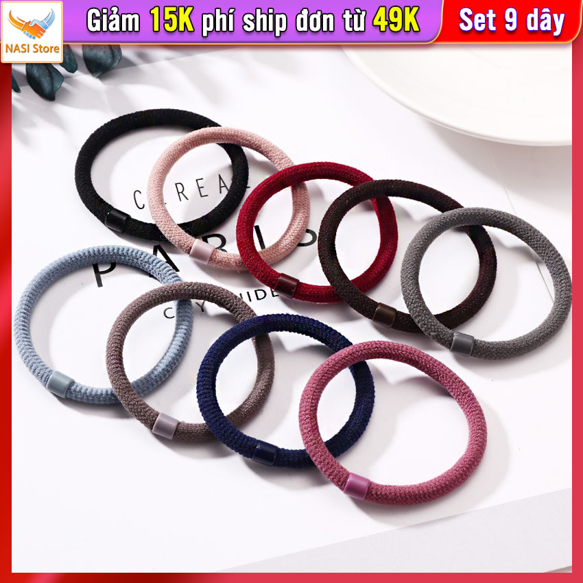 Dây buộc tóc nữ Simple [Set 9 dây] NASI Store nhiều màu dễ thương phong cách hàn quốc thun cột tóc nữ co giãn tốt phụ kiện tóc