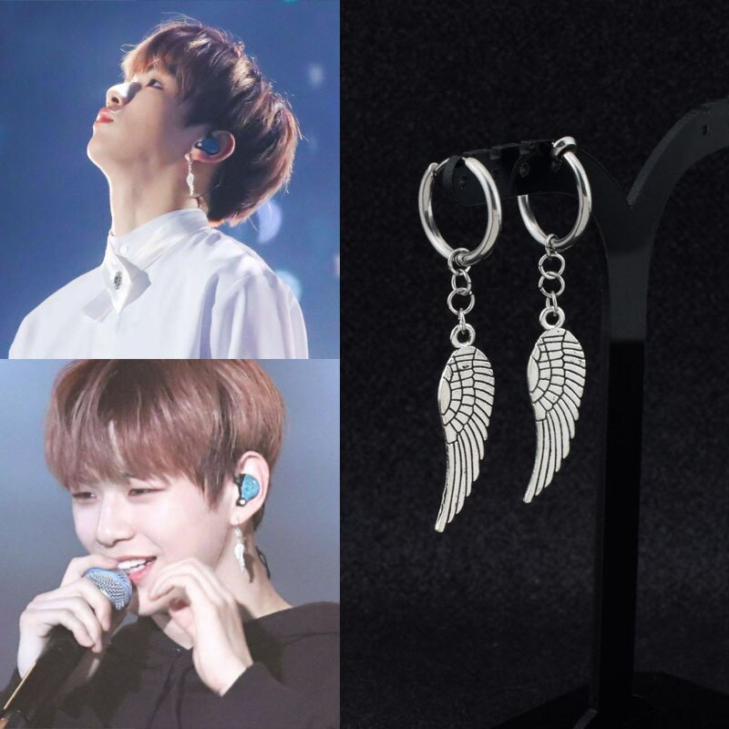 Khuyên tai nam kẹp vành không bấm lỗ khuyên xỏ lỗ đôi cánh thiên thần Idol