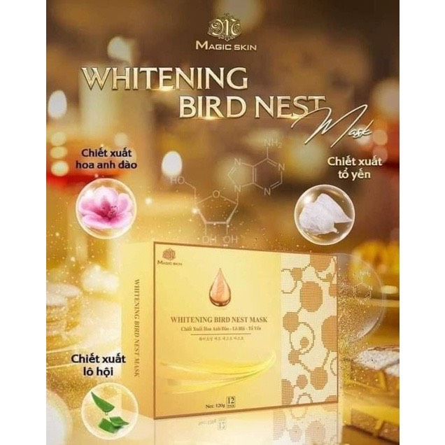  MẶT NẠ Ủ TRẮNG DỊCH YẾN Magic Skin 👍 Whitening Bird Nest Mask 👍 CHUẨN SPA ✔ CHÍNH HÃNG ⏺ Hộp 12 gói 
