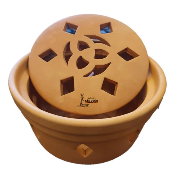 Bếp xông thảo dược gốm đất nung tự nhiên (terracotta) D15cm x H7cm - gốm sứ sân vườn Bình Dương chất lượng cao