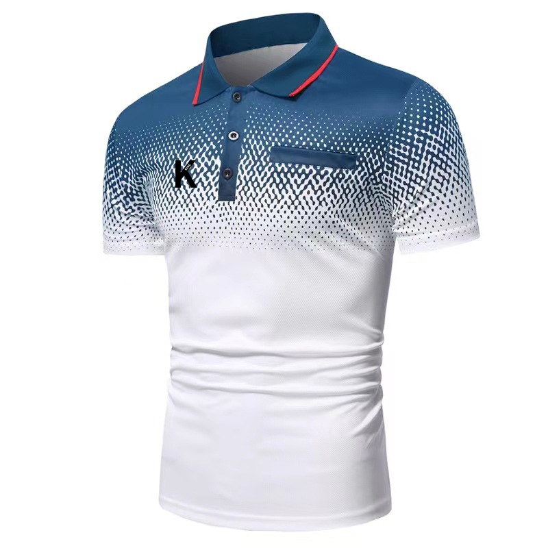 K King Print Men Summer Polo Shirt Men Slim Fit Sport Short Sleeve Business Polo Shirt .