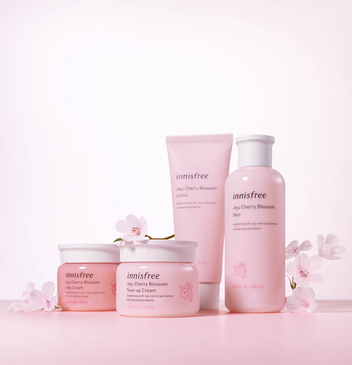 BỘ KEM DƯỠNG TRẮNG DA/ Bộ Dưỡng Ẩm, Trắng Da Chiết Xuất Lá Hoa Anh Đào Innisfree Jeju Cherry Blossom Cream Duo, Hanacosmetics