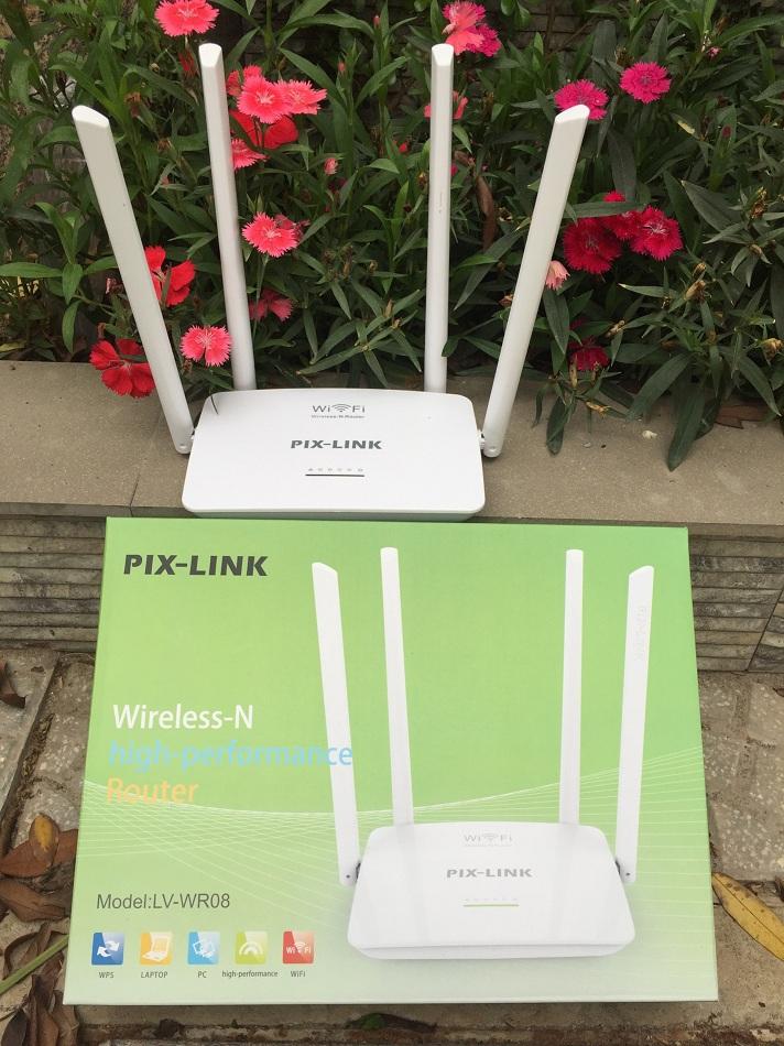Bộ phát sóng wifi pix-link wr08 300mbp 4 ăngten phát sóng wireless cực mạnh cực xa bộ phát wifi mẫu mới bán chạy