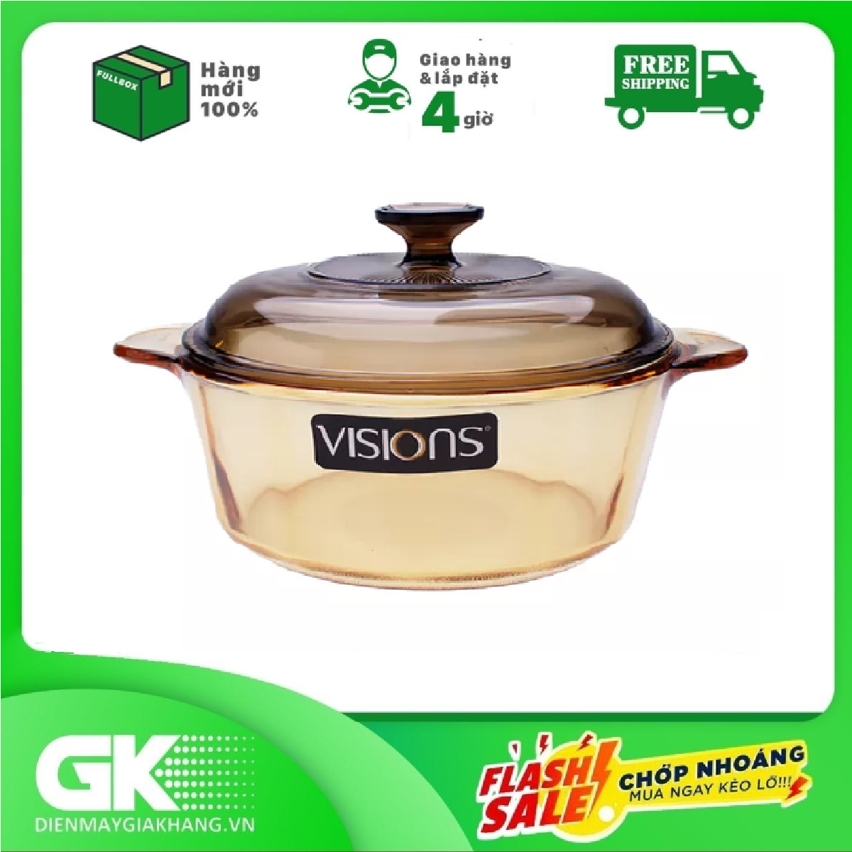 Nồi thuỷ tinh Visions VS-08/CL1 - Thủy tinh cao cấp Chịu nhiệt, giữ nhiệt tốt Dễ dàng vệ sinh An toàn cho sức khỏe - GIAO TOÀN QUỐC - FREESHIP HCM