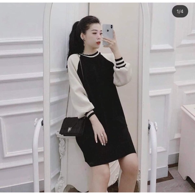 Váy suông phối bo tay viền cổ siêu đẹp