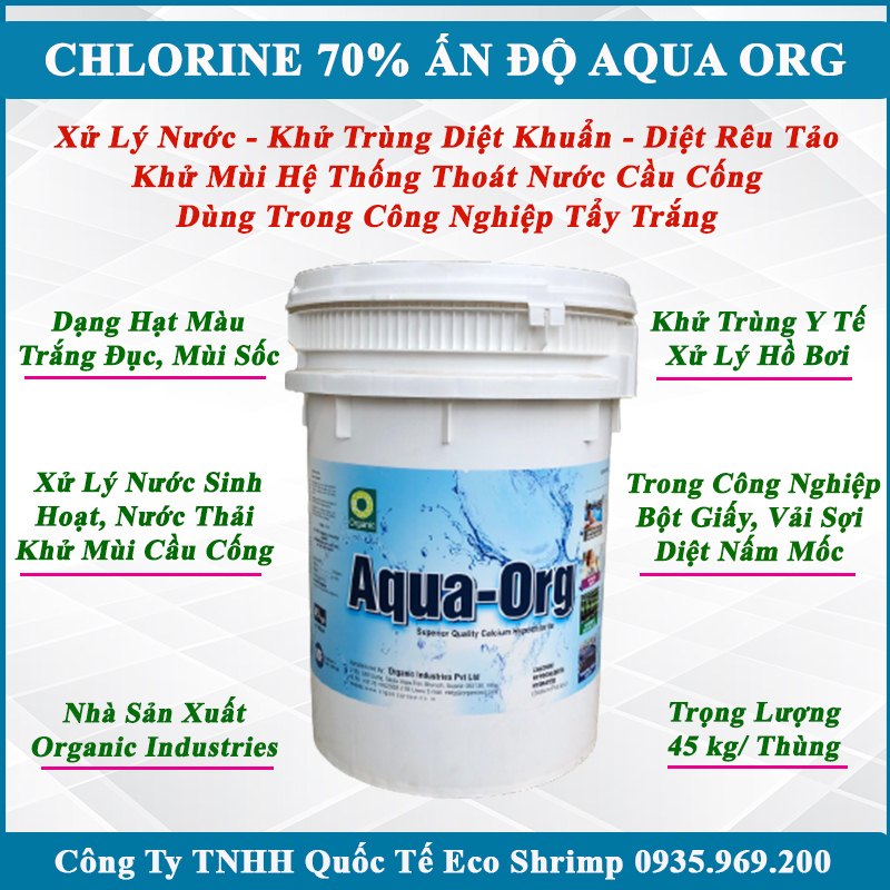Clo Ấn Độ Aqua Org 70%, Clo Xử Lý Nước Hồ Bơi, Khử Trùng Nhà Cửa, Tẩy Rong Rêu Sàn Xi Măng, Khử Nấm Mốc
