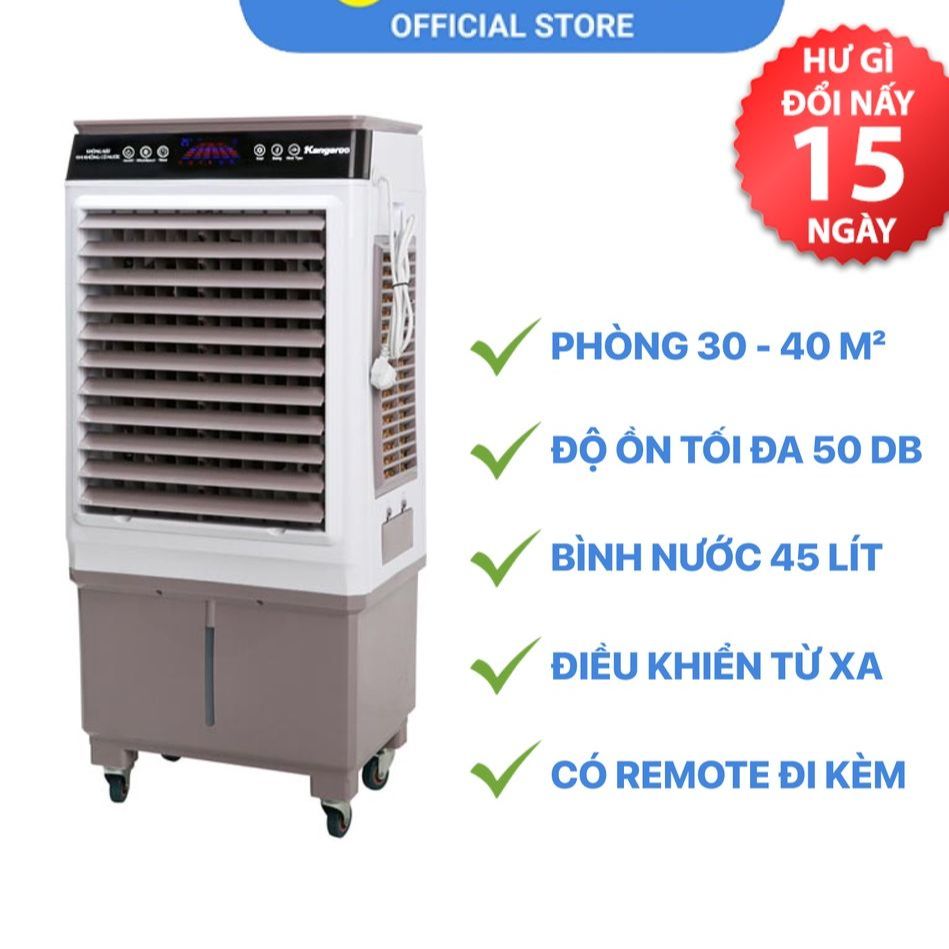 Quạt điều hoà hơi nước kangaroo kg50f79-chính hãng trưng bày, phạm vi làm mát 30 - 40m², công suất 150w, bình nước 45 lít