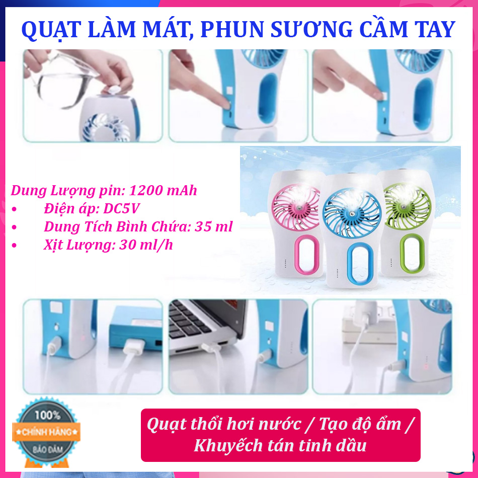 Quạt làm mát, phun sương cầm tay mini iEGrow Mini Cooling Replenishment Fan, Máy làm mát tạo ẩm cầm tay, Chọn Loại quạt mini nào tốt - Bảo hành uy tín 1 đổi 1