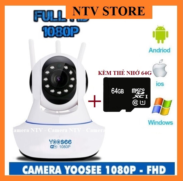 (COMBO CAMERA YOOSEE ) Camera Yoosee 3 râu YS1021 kèm thẻ nhớ Mixie/Yoosee 32G