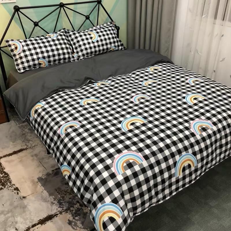 Bộ chăn ga gối phong cách Hàn Quốc cầu vồng hiện đại đủ kích thước