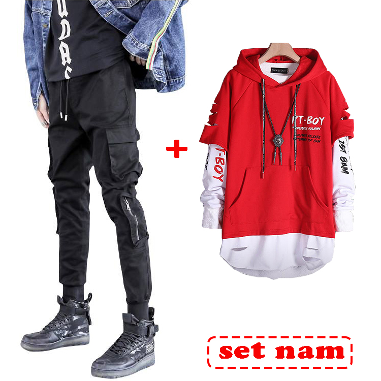 Combo Bộ Đồ Nam Quần Jogger Túi Hộp Kết Hợp Áo Hoodies Cá Tính Thời Trang 4HER AO TOP NAM 126 + JOGGER NAM