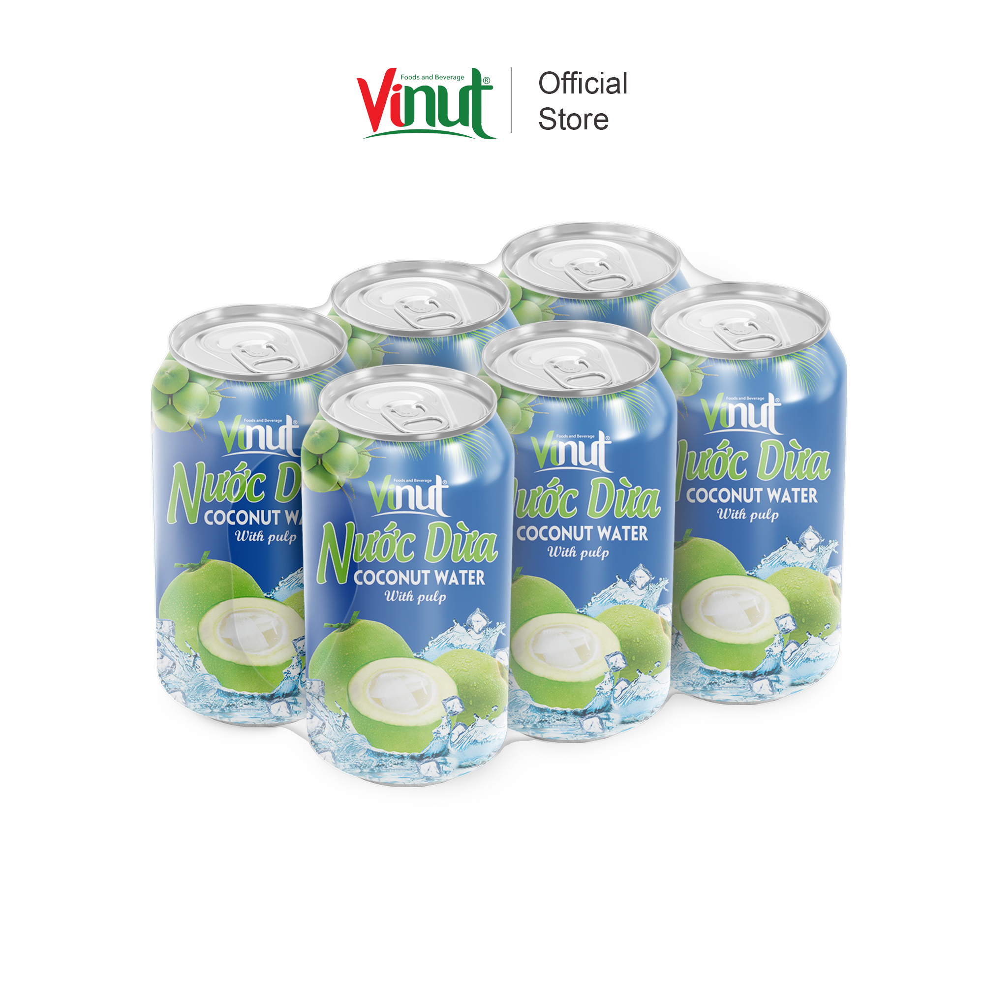 [ LỐC 6 LON ] Nước Dừa có cơm dừa Vinut 325ml