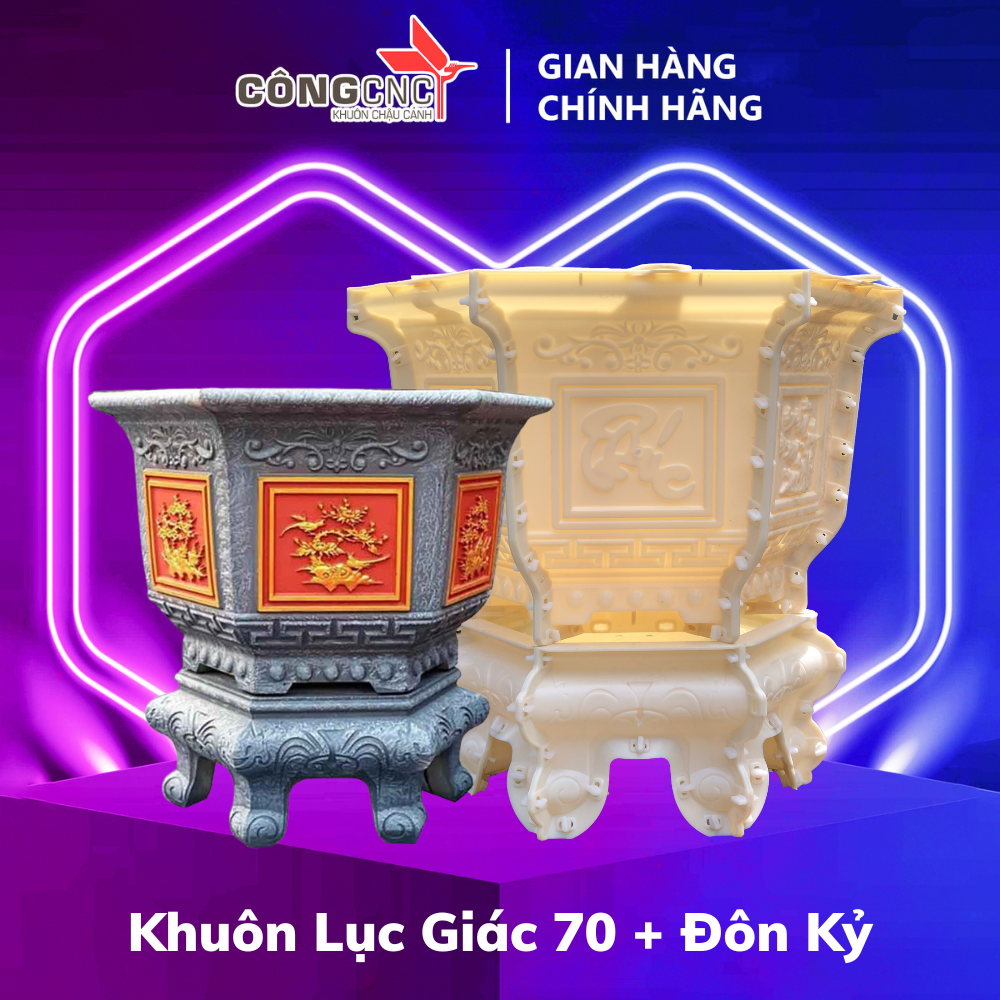 Khuôn chậu cảnh abs, khuôn chậu lục giác 70 kèm chân đôn kỷ