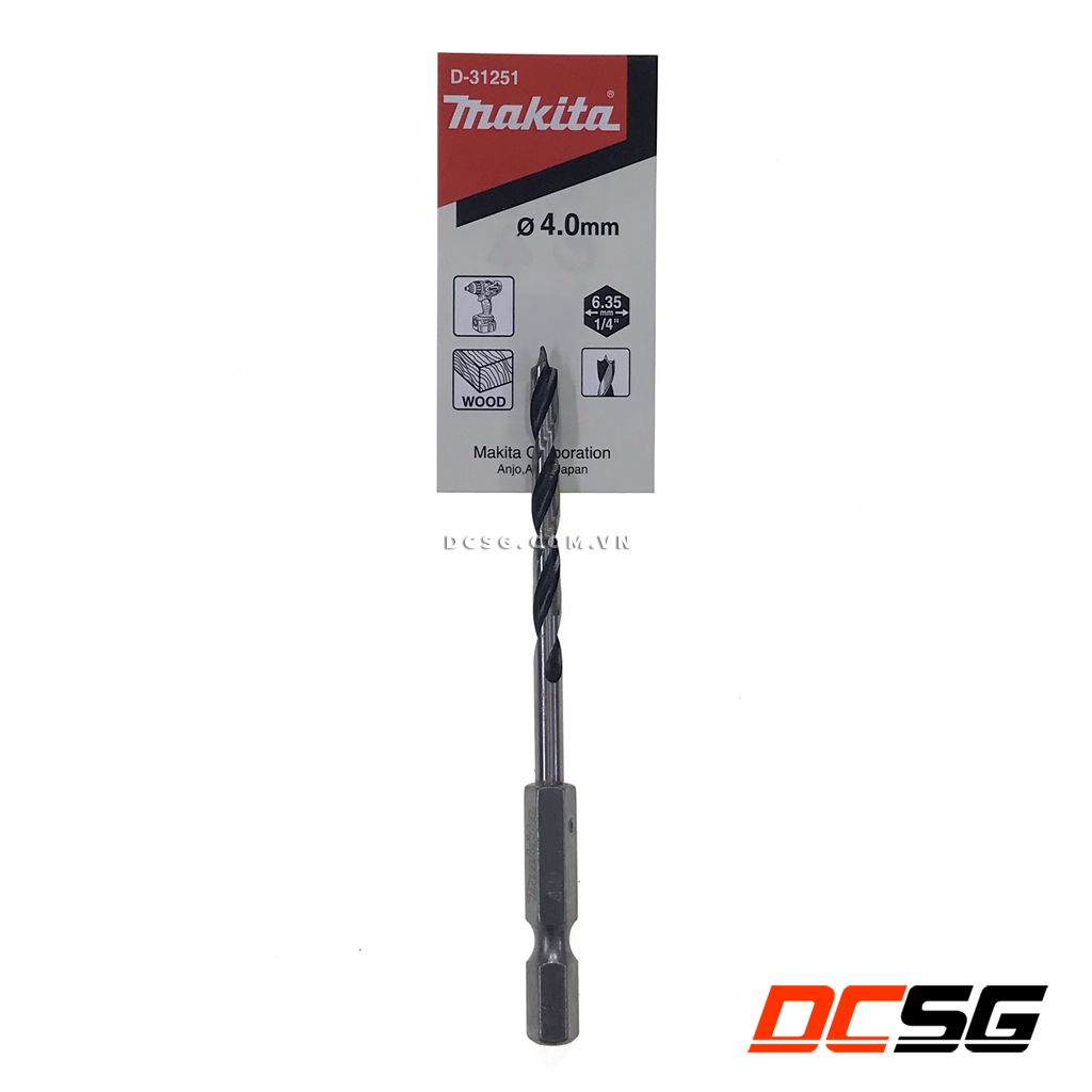 Mũi khoan gỗ chân lục giác 4.0x92mm makita d-31251