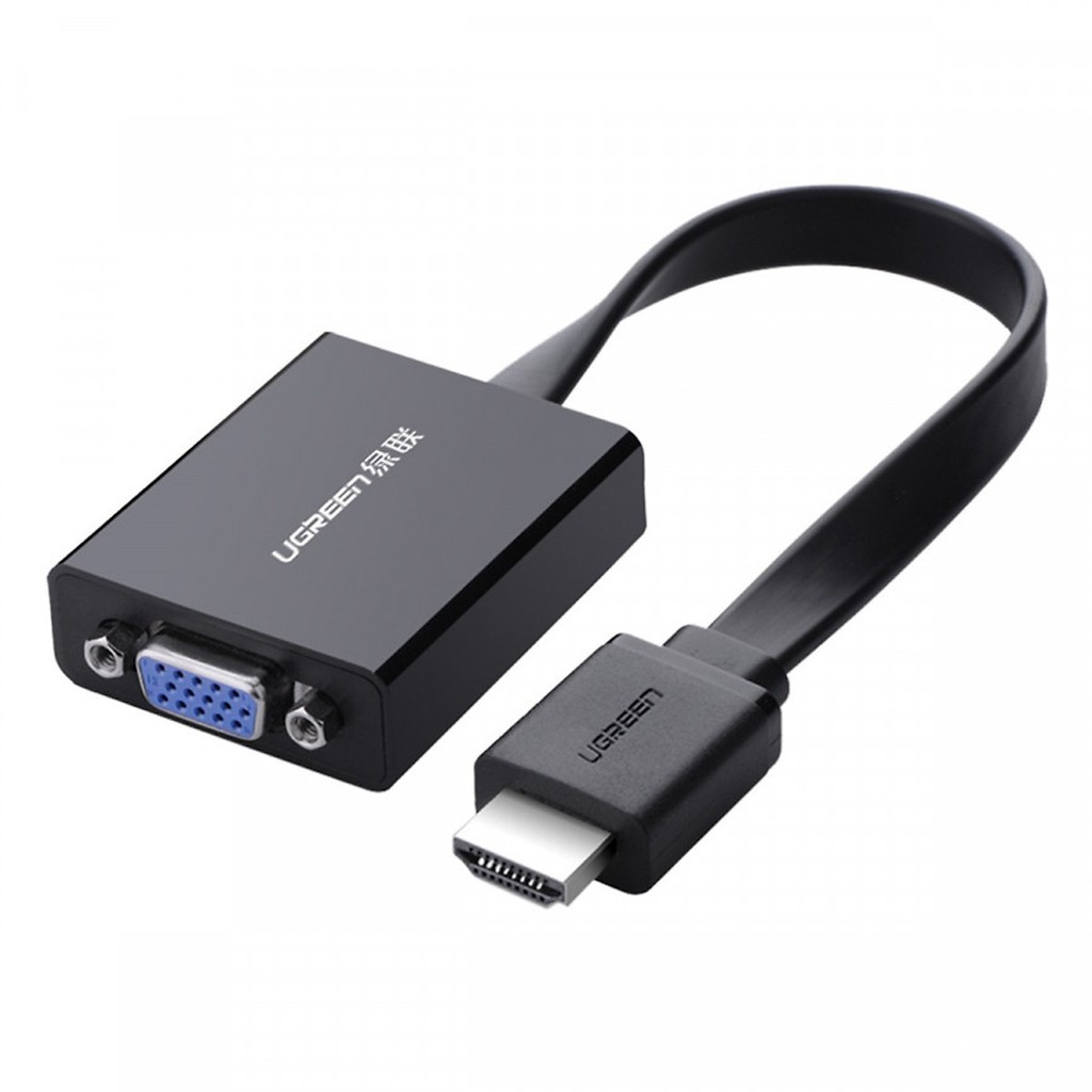 Cáp chuyển đổi hdmi to vga dẹt có audio ugreen 40248 cao cấp - hàng bảo hành 18 tháng.