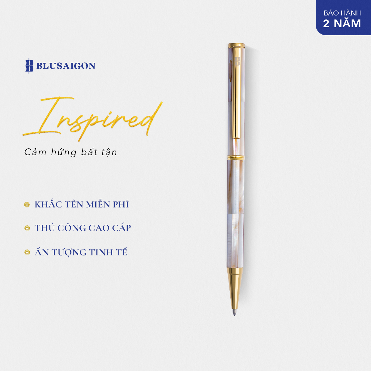 Bút Ký Cao Cấp BLUSAIGON Inspired - Ngọc Trai Tím Mississippi - Mạ Titanium Gold