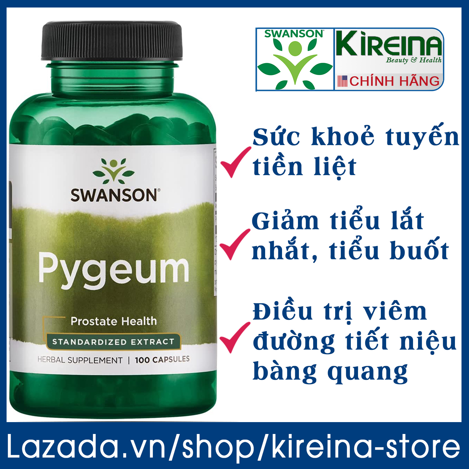 Viên uống Swanson Pygeum hỗ trợ sức khoẻ tuyến tiền liệt đường tiết niệu