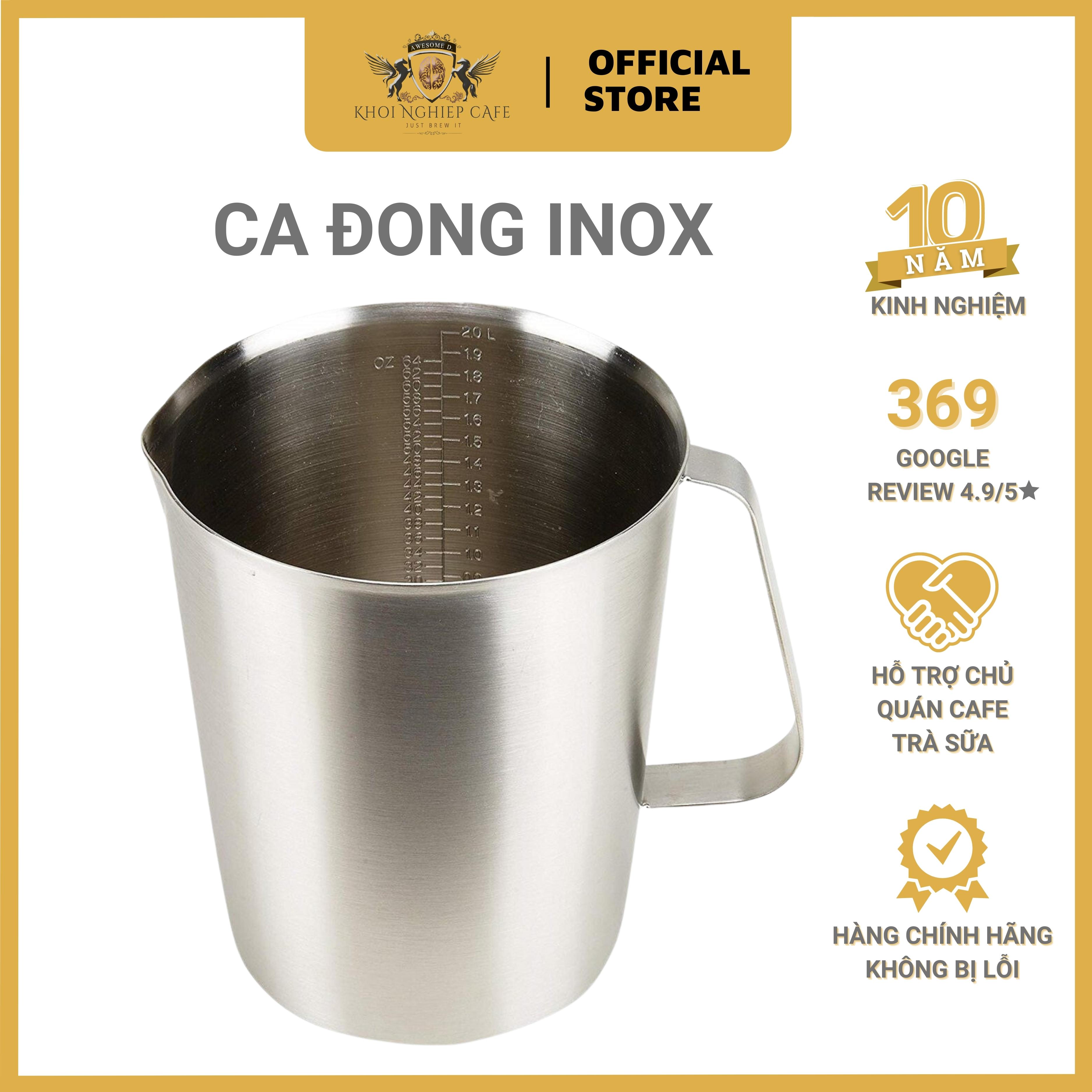 Measuring Mug – Ca đong inox có vạch chia | Dung tích 700ml | Thuận tiện - tiện ích - được các quán cafe tin dùng