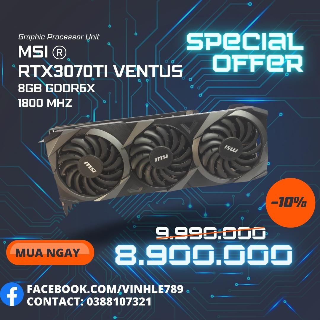 Card màn hình msi rtx 3070ti ventus 3x