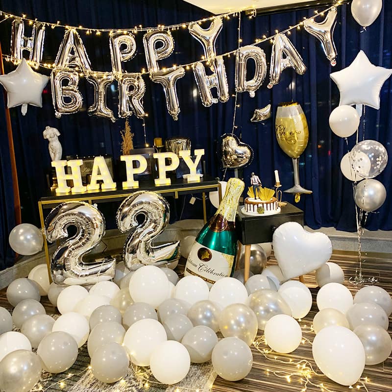 Bóng Trang Trí Sinh Nhật Happy Birthday Kèm Số Tuổi Và Đèn LED SN13