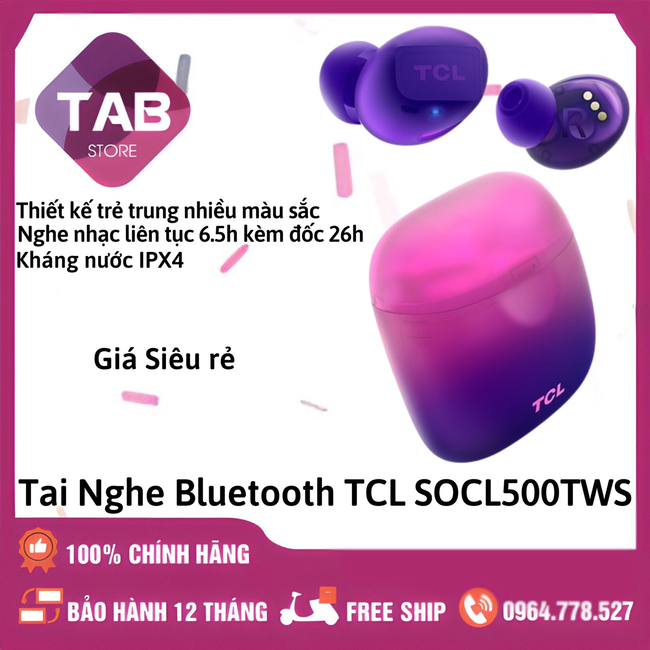 Tai nghe bluetooth tcl socl500tws chính hãng - bảo hành 6 tháng