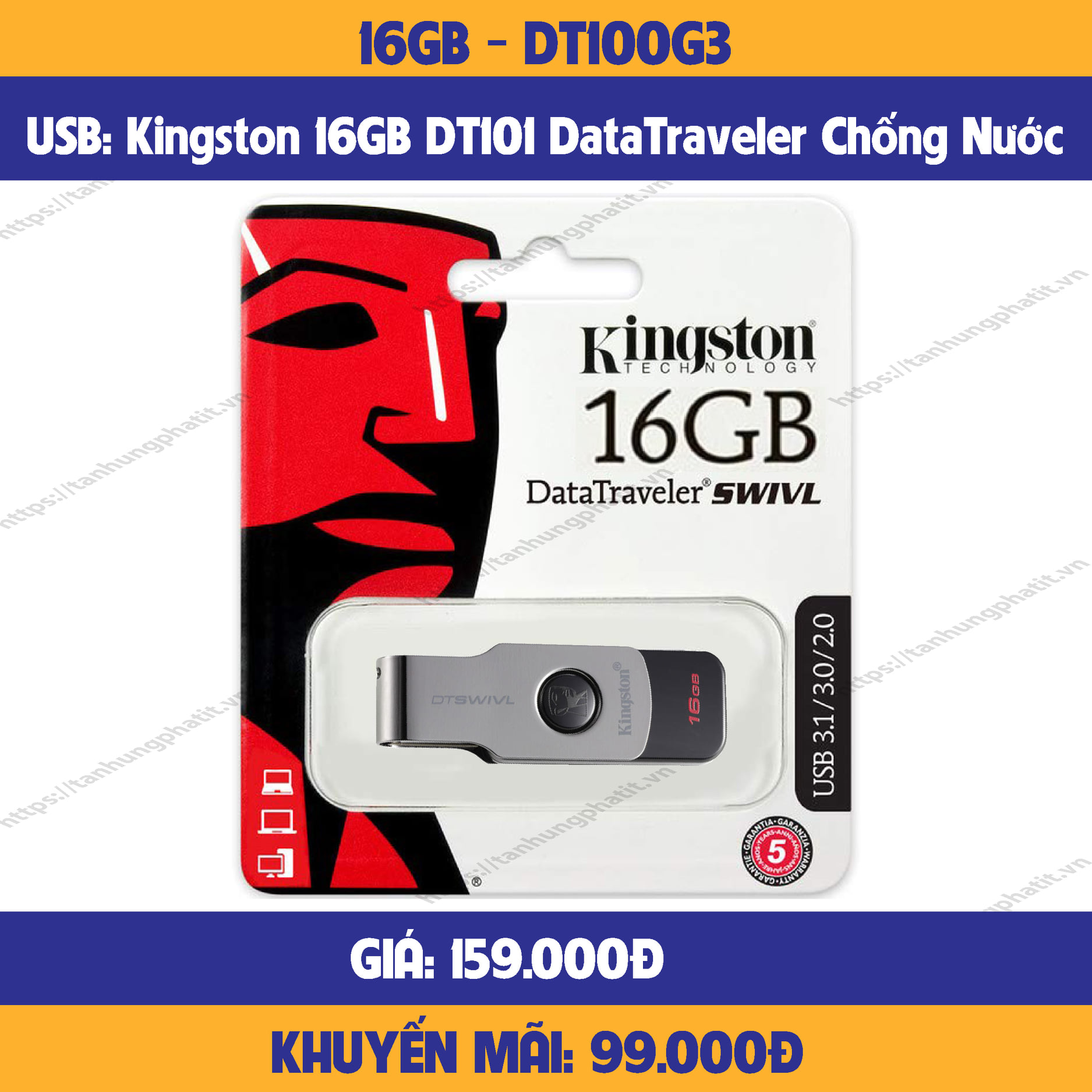Usb kingston dt100g3 16gb